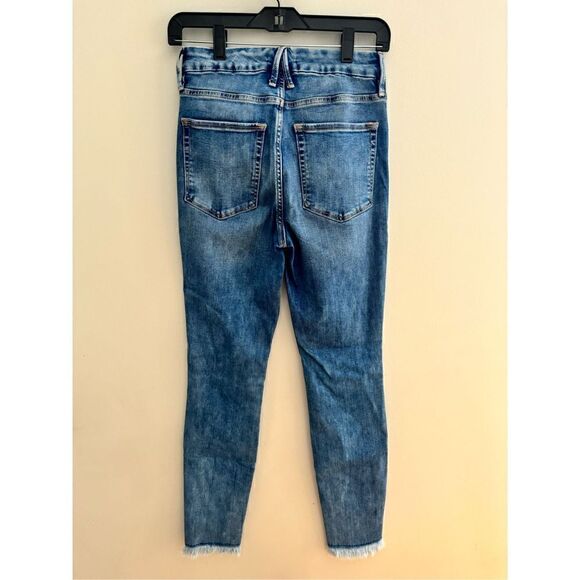 Good American High Rise Jeans 940 Size 4/27 Blue Good Classic Raw Hem - Picture 5 of 8